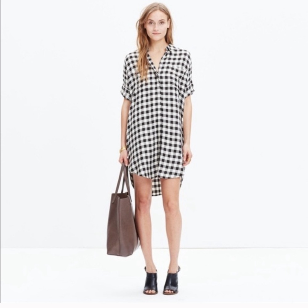 Madewell Courier Buffalo Check Button Down Dress